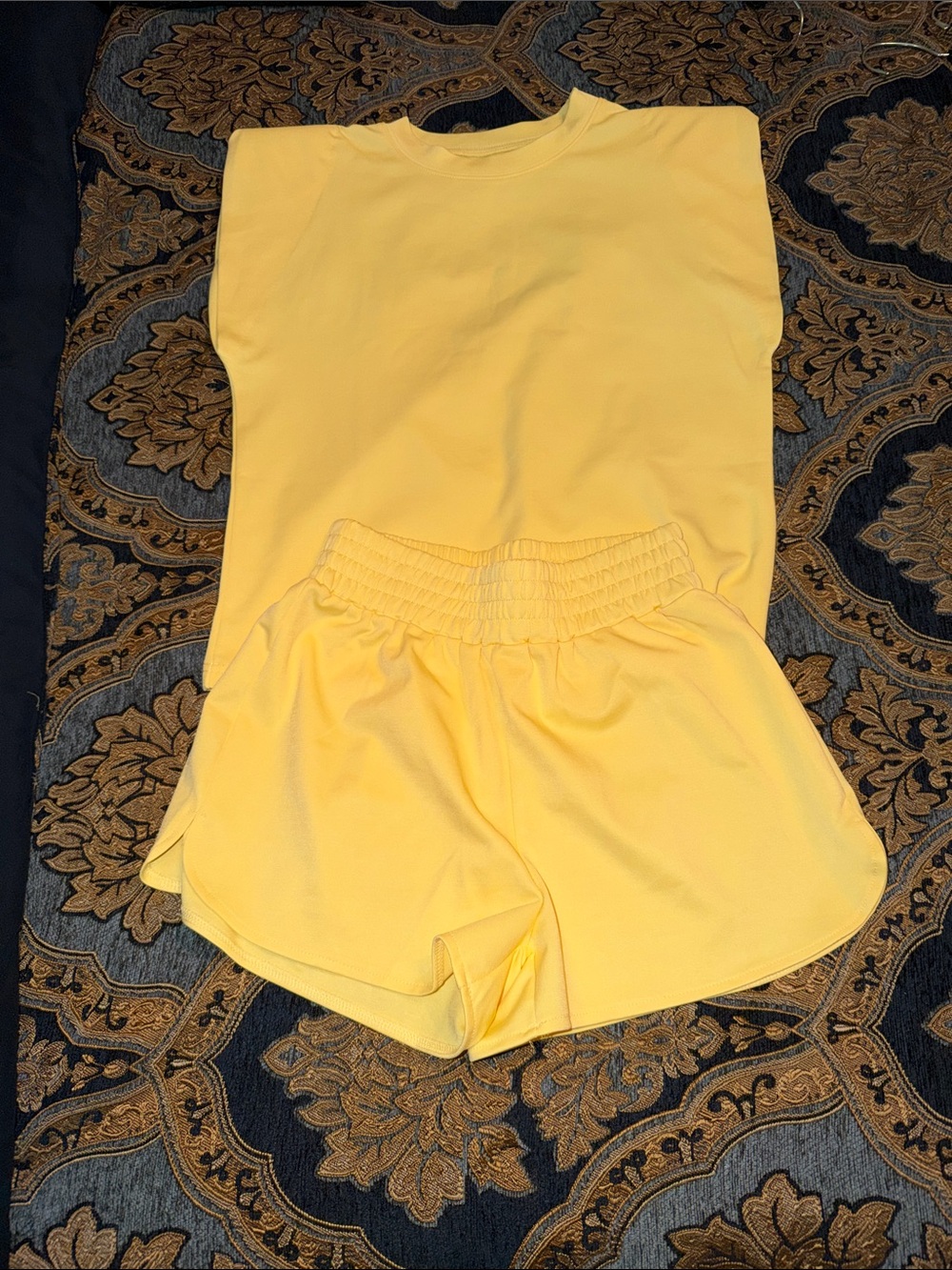 Yellow Women's Casual Shorts Set - Unbranded
